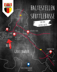 DAGA: Die Haltestellen des Shuttlebus ab Stadt Grafenwöhr zum Volksfest. — Bild: DAGA e.V. Grafenwöhr