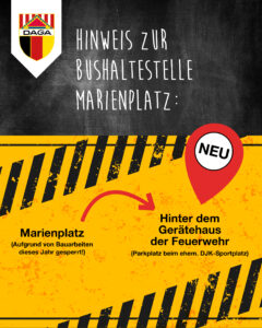 DAGA: Die Bushaltestelle Marienplatz musste 2025 zum Feuerwehrhaus verlegt werden. — Bild: DAGA e.V. Grafenwöhr