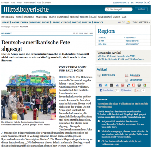 Screenshot Mittelbayerische Zeitung zum Bericht über das Deutsch-Amerikanische Volksfest. Screenshot Mittelbayerische Zeitung zum Bericht über das Deutsch-Amerikanische Volksfest.